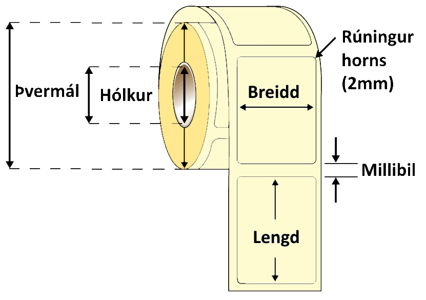 50X145mm Glærir Plastlímmiðar 500stk H2