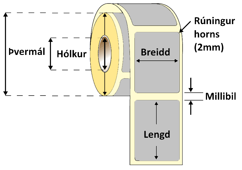 8X33mm Silfur Plastlímmiðar 5000stk H3