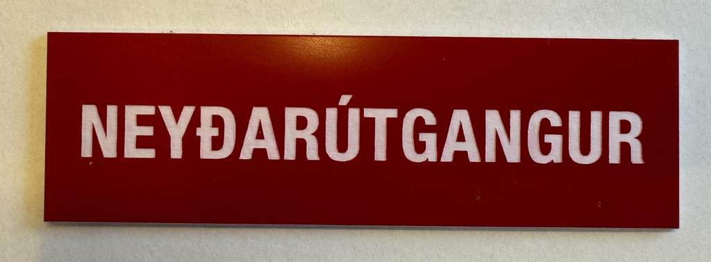 Leiðbeiningarskilti 10x3cm NEYÐARÚTGANGUR
