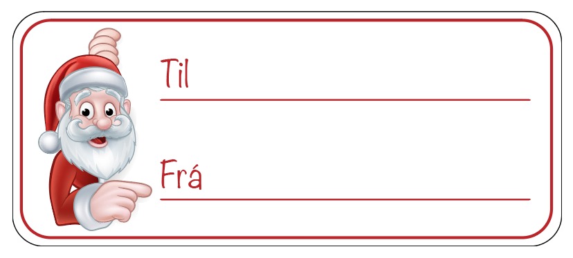 Límmiði 30x70mm, Jólasveinn Frá/Til 50stk