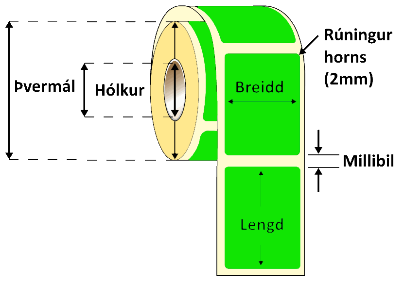 Límmiði 72X103mm Grænn, 500stk