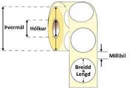 [56-XP080MMVL] 80mm Bleksprautumiðar veikt lím, hringur, 1000Stk