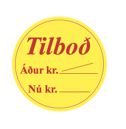 [55-TILBODVERD] Límmiði 40mm, Tilboð (áður/nú) sterkt lím, 1000stk