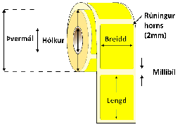 [55-72103G] Límmiði 72X103mm Gulur, 500stk