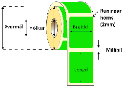 [55-72103GR] Límmiði 72X103mm Grænn, 500stk