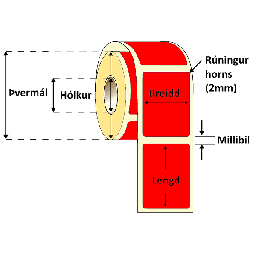 [55-72103R] Límmiði 72X103mm Rauður, 500stk