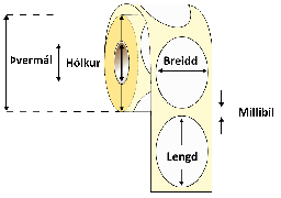 [56-090X130SP] 90X130mm Hvítir Sporöskjulímmiðar